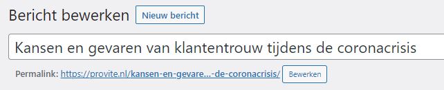 Handleiding SEO - Achter ‘Permalink’ staat de url van de pagina - Provite