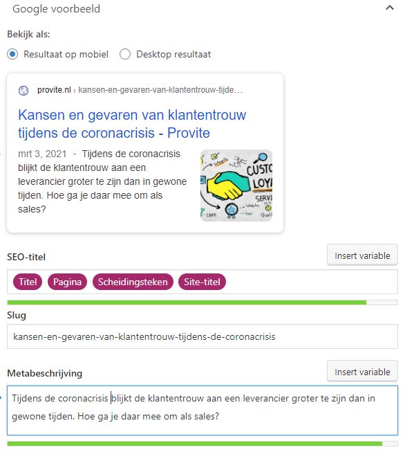 Handleiding SEO - snippet, title tag, url - Provite